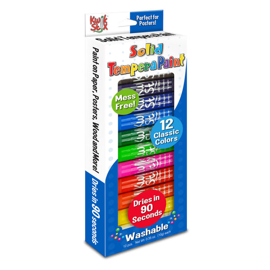 KWIK STIX TEMPERA PAINT 12PK PRIME COLORS