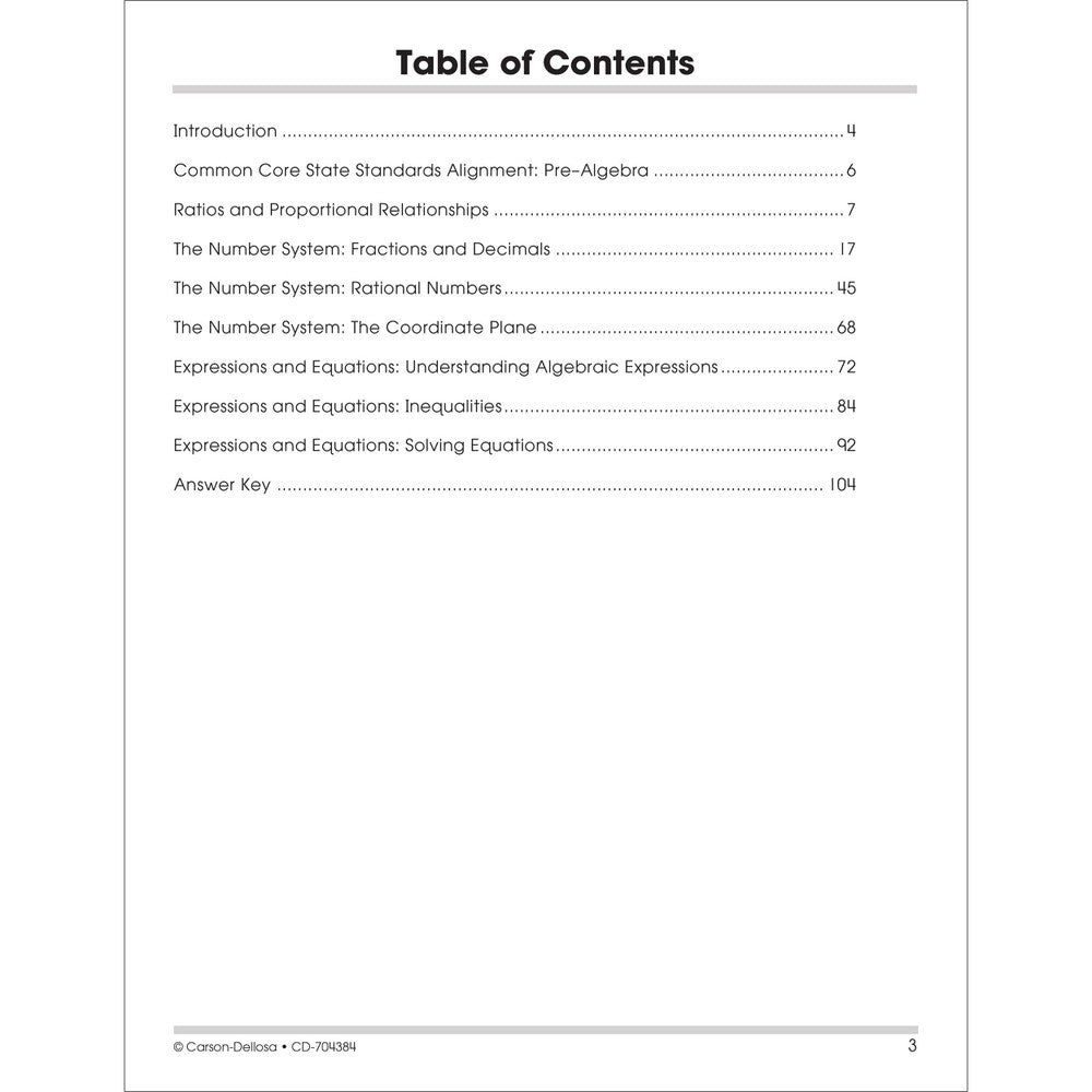 Pre-Algebra Workbook Grades 6+