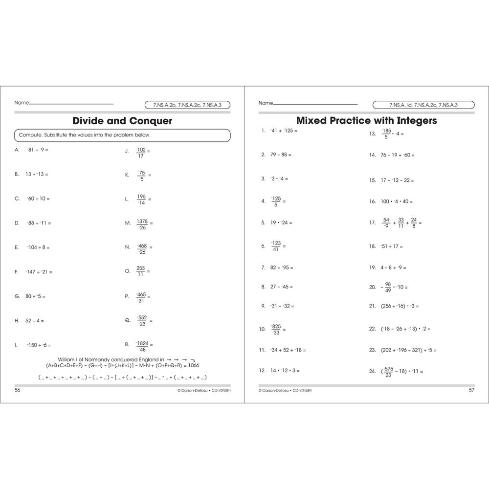 Pre-Algebra Workbook Grades 6+