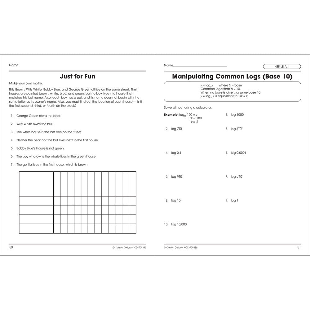 Algebra II Workbook Grades 8+