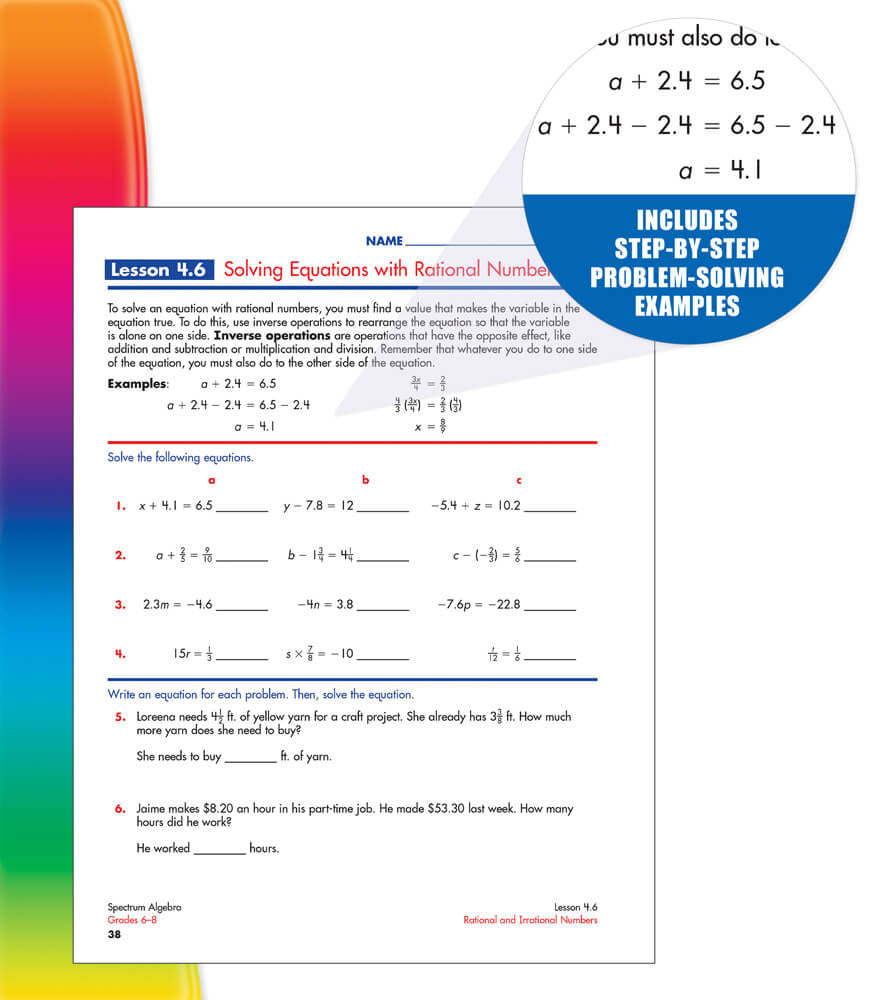 Spectrum Algebra Grades 6-8