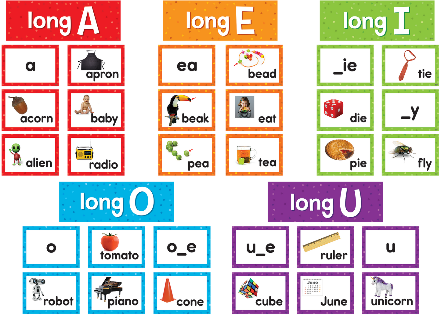 Long Vowels Pocket Chart Cards