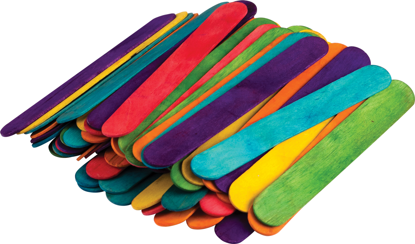 STEM Basics: Multicolor Jumbo Craft Sticks - 200 Count