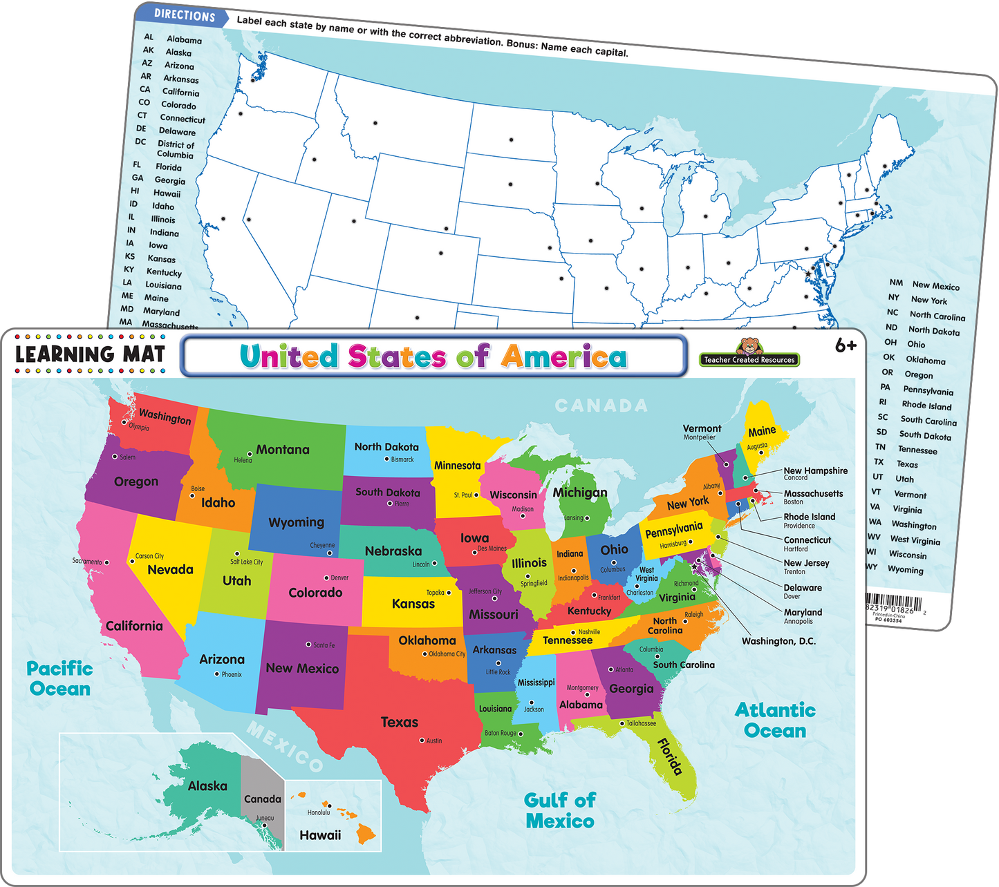 United States of America Map Learning Mat