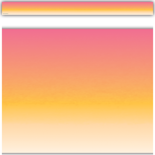 Pink and Orange Color Wash Straight Border Trim