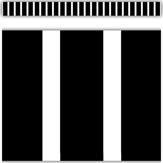 Black and White Vertical Stripes Straight Border Trim