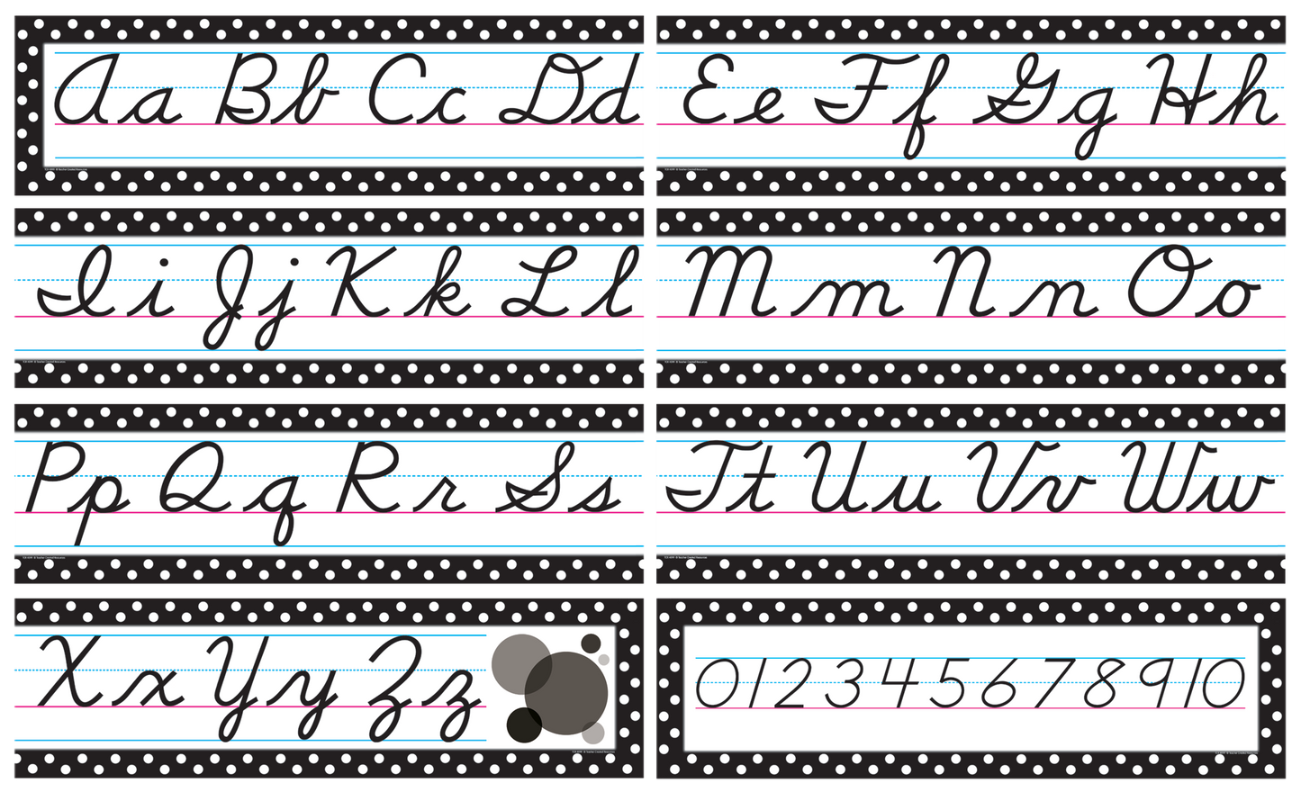 Black Polka Dots Cursive Mini Bulletin Board