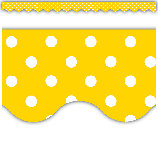 Yellow Polka Dots Scalloped Border Trim