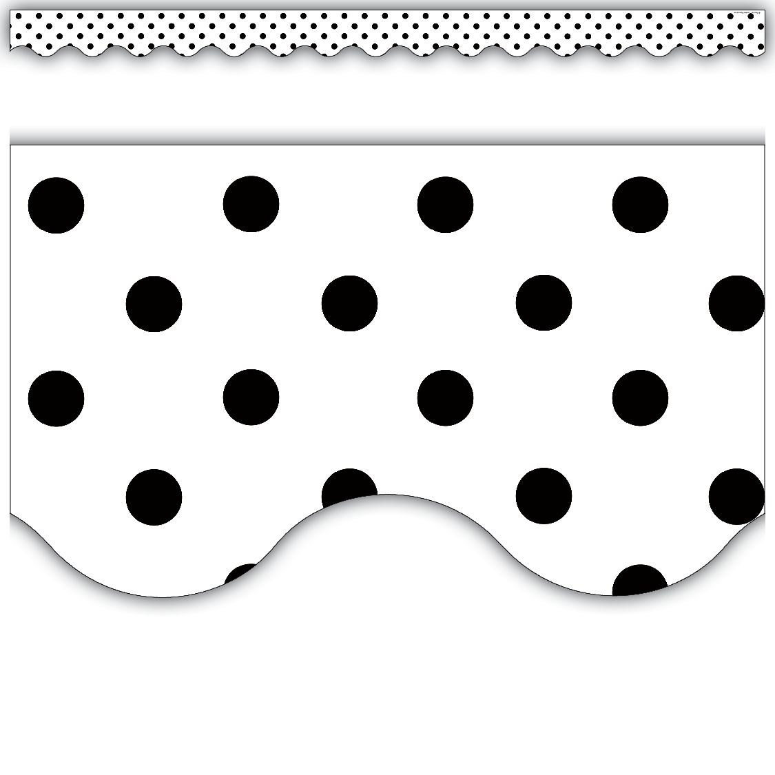 Black Polka Dots on White Scalloped Border Trim