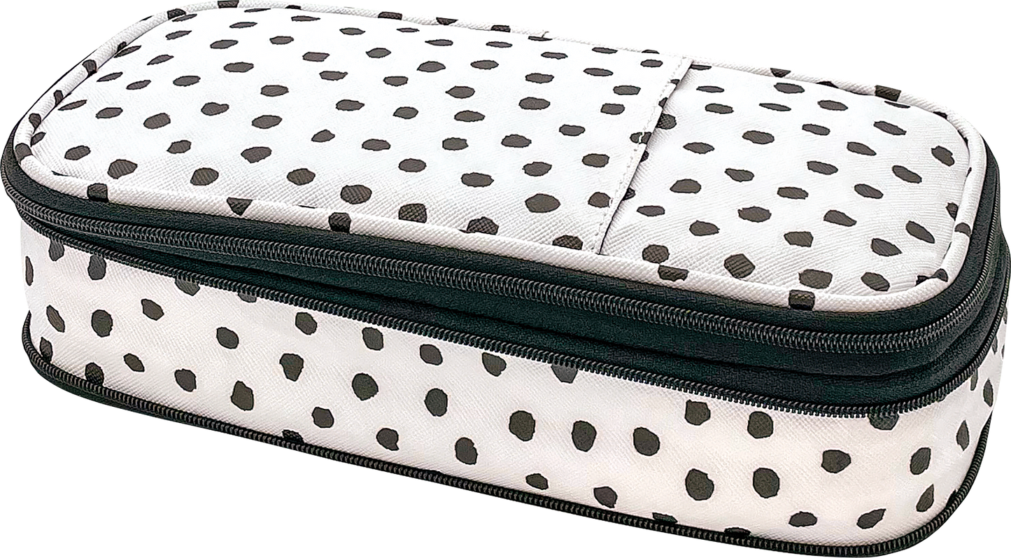 Black Painted Dots on White Pencil Case