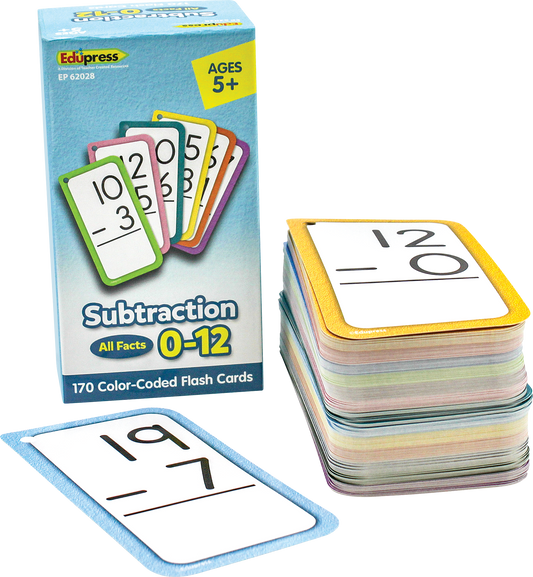 Subtraction Flash Cards - All Facts 0-12