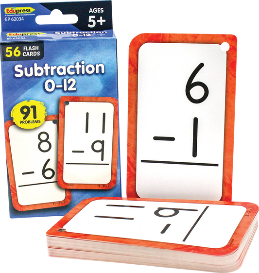 Subtraction 0-12 Flash Cards