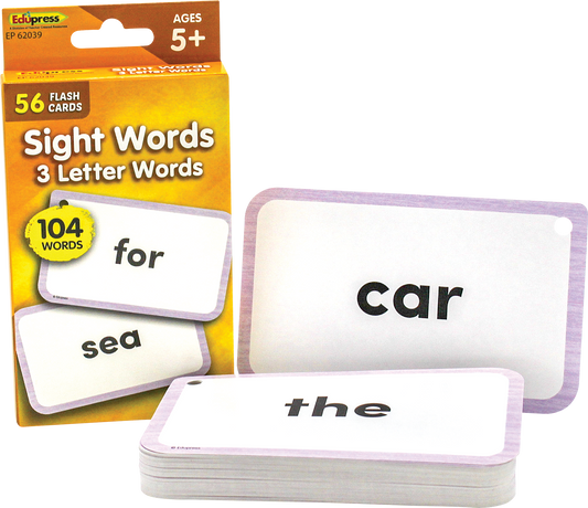 Sight Words Flash Cards - 3 Letter Words