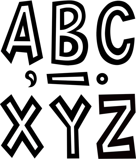 Black and White 7" Fun Font Letters