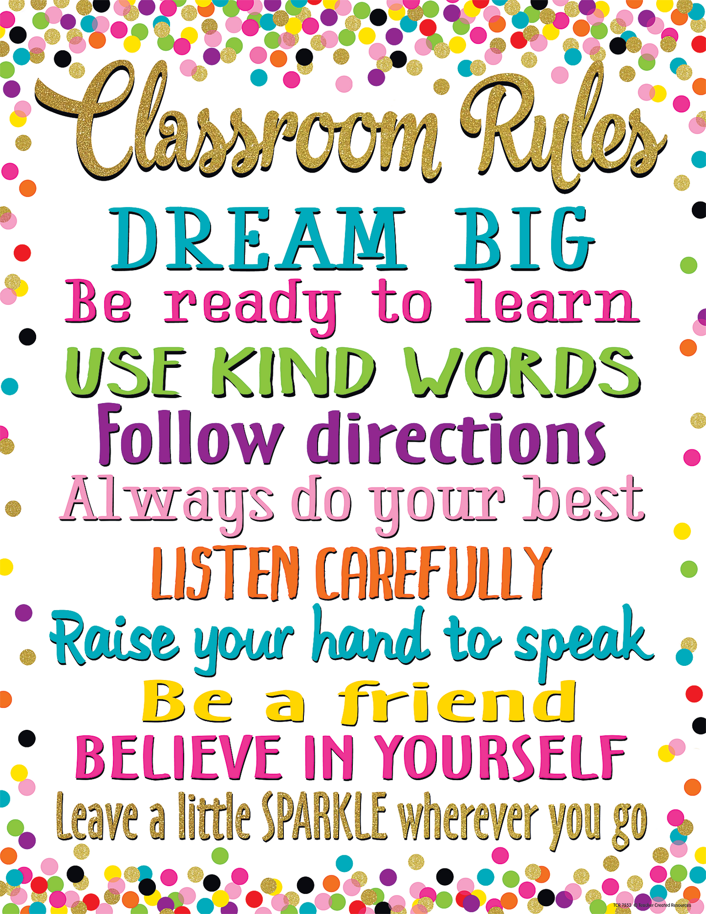 Confetti Classroom Rules Chart