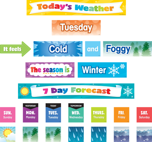 Colorful Weather Pocket Chart Cards