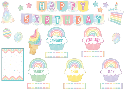 Pastel Pop Happy Birthday Mini Bulletin Board