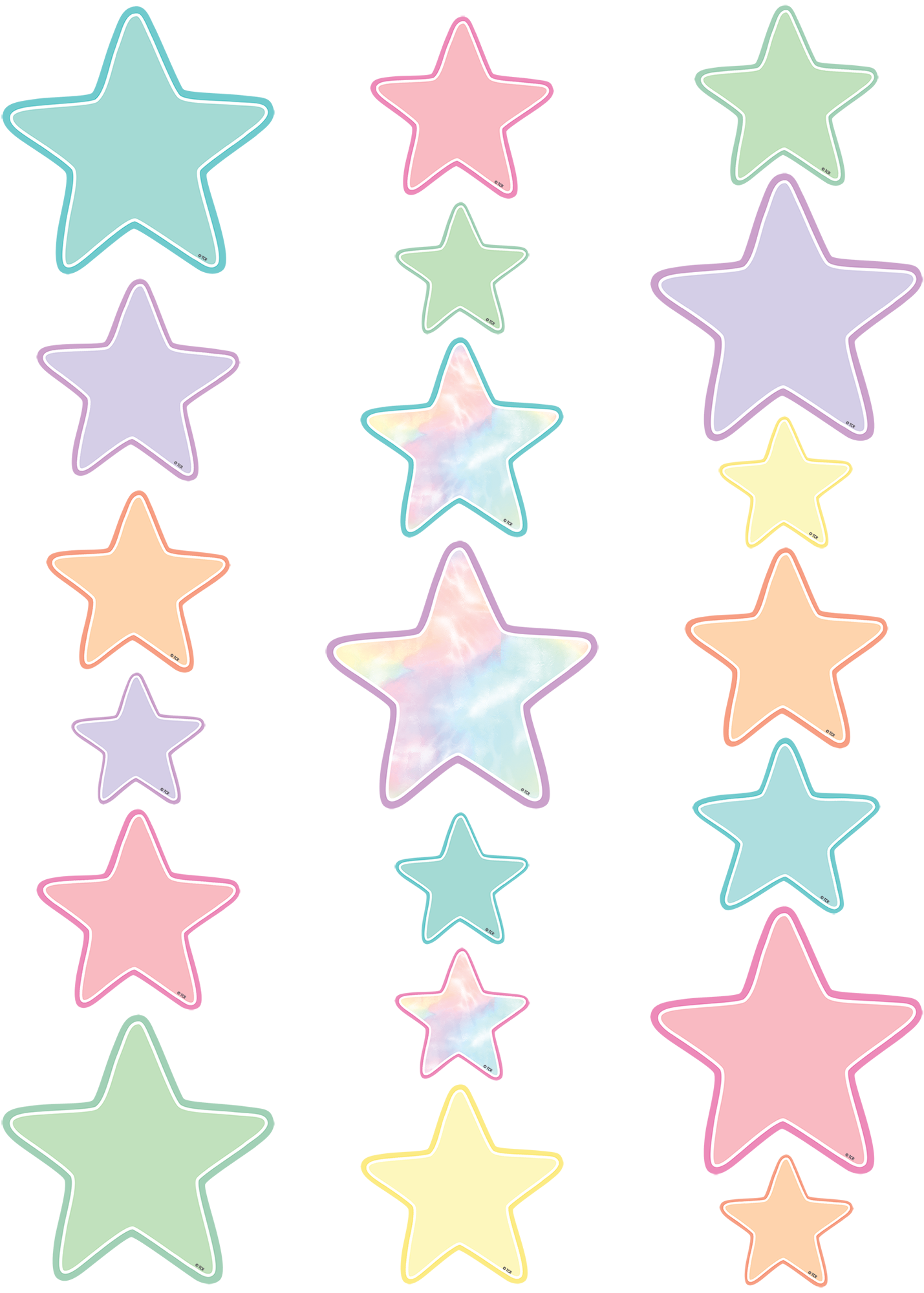 Pastel Pop Stars Accents - Assorted Sizes