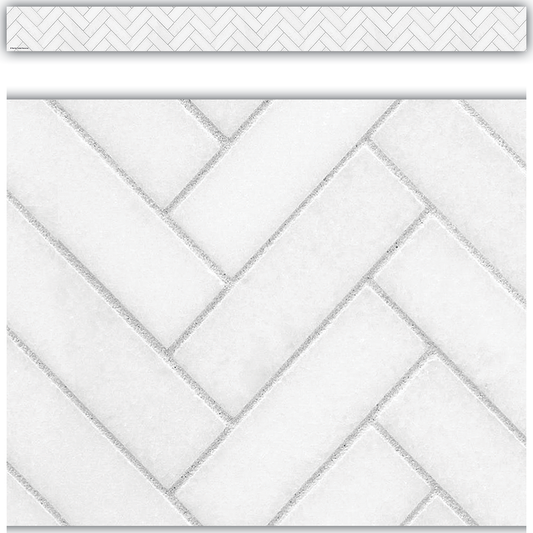 Modern Farmhouse White Herringbone Straight Border Trim