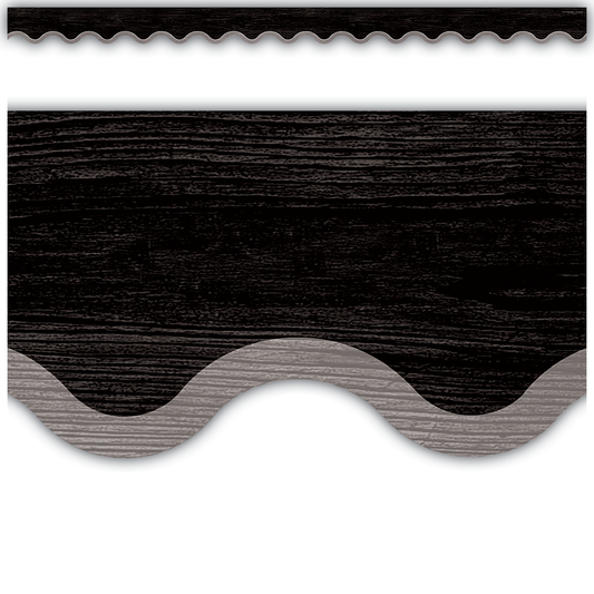 Modern Farmhouse Black with Gray Scalloped Border Trim