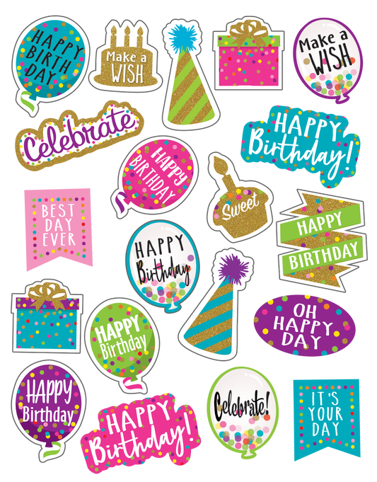 Confetti Happy Birthday Stickers