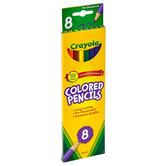 CRAYOLA COLORED PENCILS 8 CT ASST