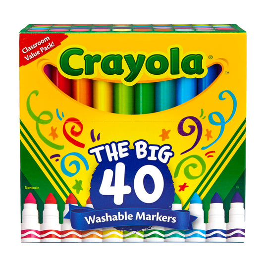 CRAYOLA WASH BROAD LINE MARKER 40PK