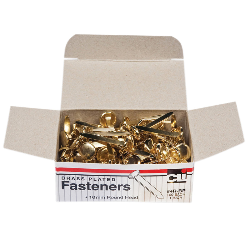 BRASS PAPER FASTENERS 1IN 100/BOX