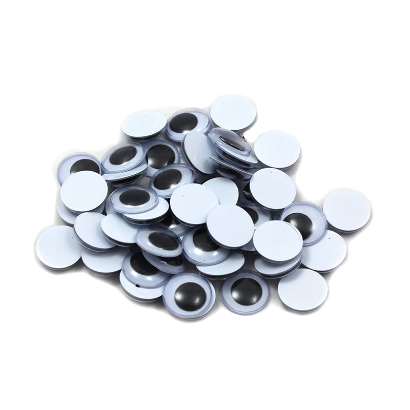 WIGGLE EYES ROUND 15MM BLACK 50CT