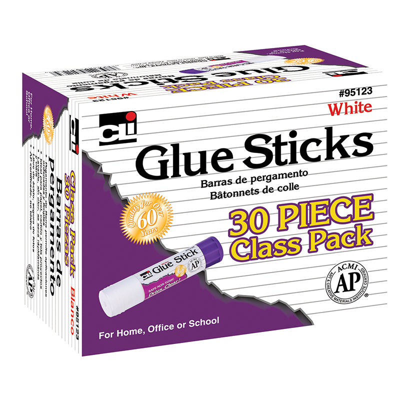 30 PK WHITE GLUE STICKS