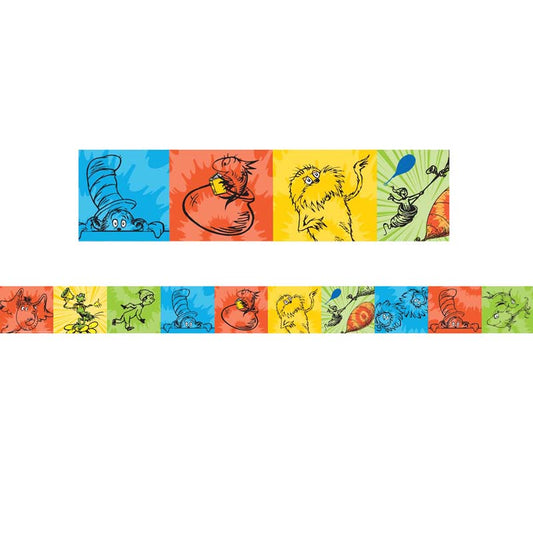 Use Eureka School Extra Wide Deco Trim® to add a finishing border to your displays, windows, doorways or chalkboards. Vibrant colors plus a variety of styles and themes can add creativity to displays, windows, chalkboards and more.

12 strips per package each measure 3 1/4" x 12" for a total of 37 feet!