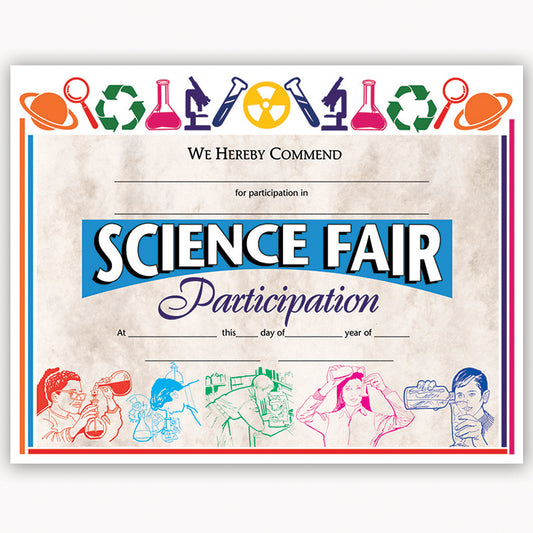 CERTIFICATES SCIENCE FAIR 30/PK