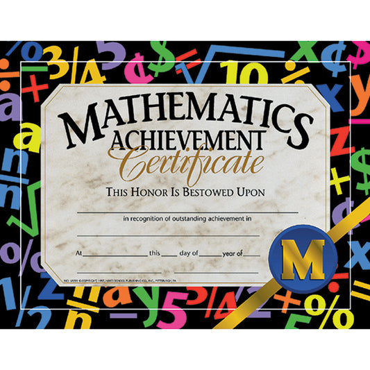 CERTIFICATES MATHEMATICS 30/PK