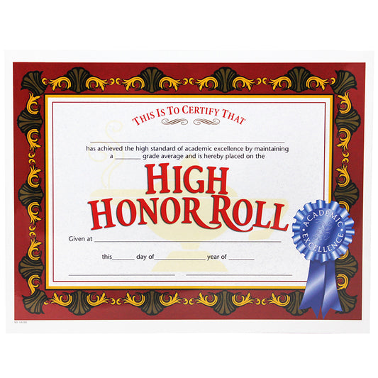 HIGH HONOR ROLL AWARD 30/PK 8.5X11