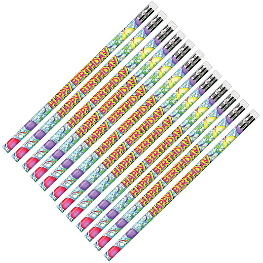 PENCILS HAPPY BIRTHDAY GLITZ 12/PK