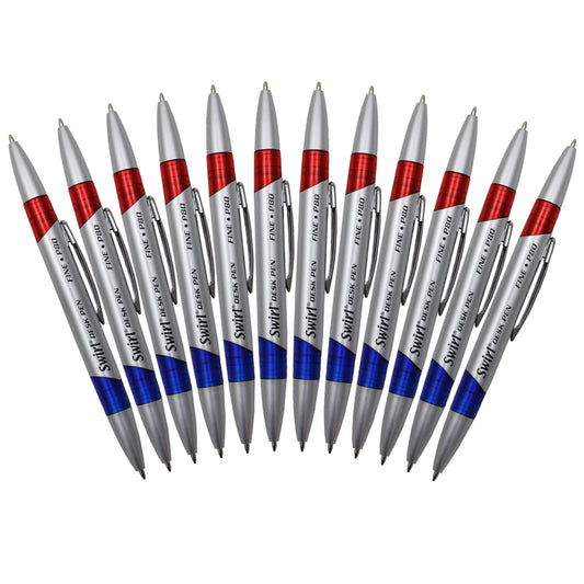 SWIRL DESK PENS RED/BLUE 12/PK