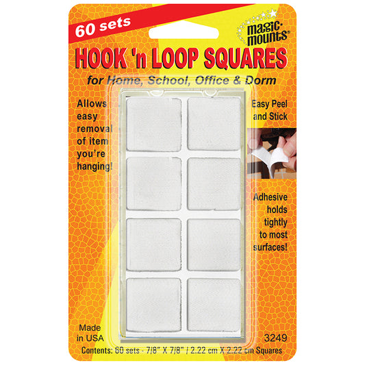 HOOK N LOOP 7/8 SQUARES 60 PK