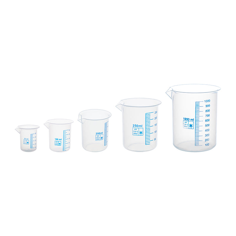 BEAKERS SET OF 5 POLYPROPYLENE